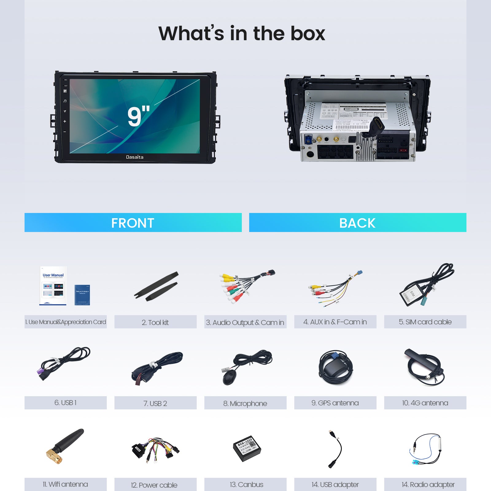 Dasaita Android12 Car Stereo for VW Tiguan Atlas Polo Jetta 2018-2020