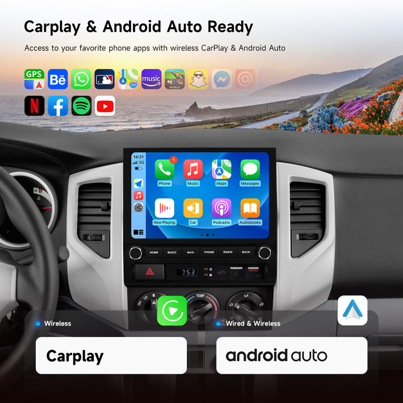 Dasaita Android13 Car Stereo for Toyota Tacoma 2005-2015 Wireless Carplay & Android Auto Car Radio| Qualcomm 665 | 10.2" QLED Screen | Wifi+4G LTE |8G+256G|DTS|GPS Navigation Head Unit| Optical Output