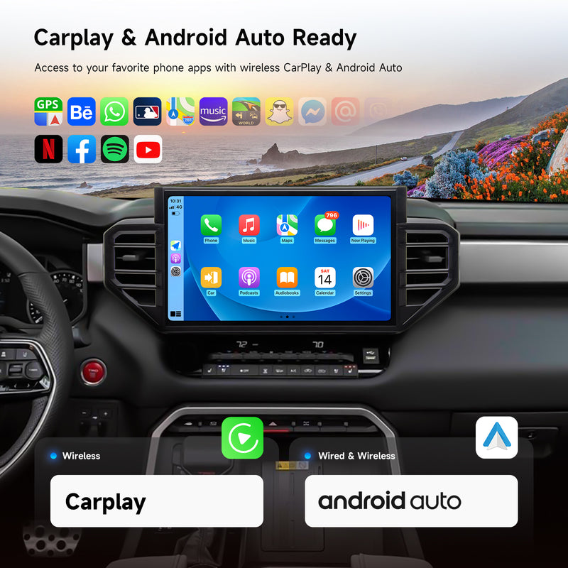 Dasaita for 2022-2024 Toyota Tundra Android 13 Car Stereo | Wireless CarPlay & 14.2" QLED Touchscreen | 4G LTE & 8GB RAM for Off-Road Audio|AHD Camera