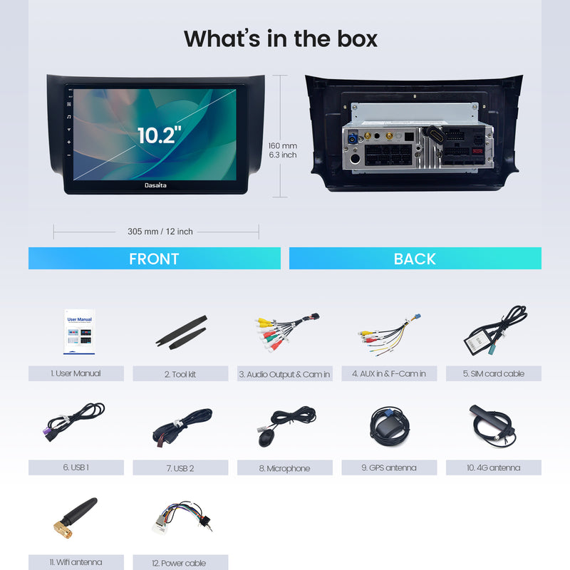 Dasaita Android 12 Car Stereo for Nissan Sylphy Pulsar Sentra 2012-2018 Wireless Carplay & Android Auto Car Radio | Qualcomm 665 | 10.2" QLED Screen | Wifi+4G LTE | 4G+64G | DSP Head Unit | Optical Output