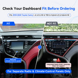 Camry fitment comparison showing separate radio and climate controls versus an integrated radio-HVAC panel