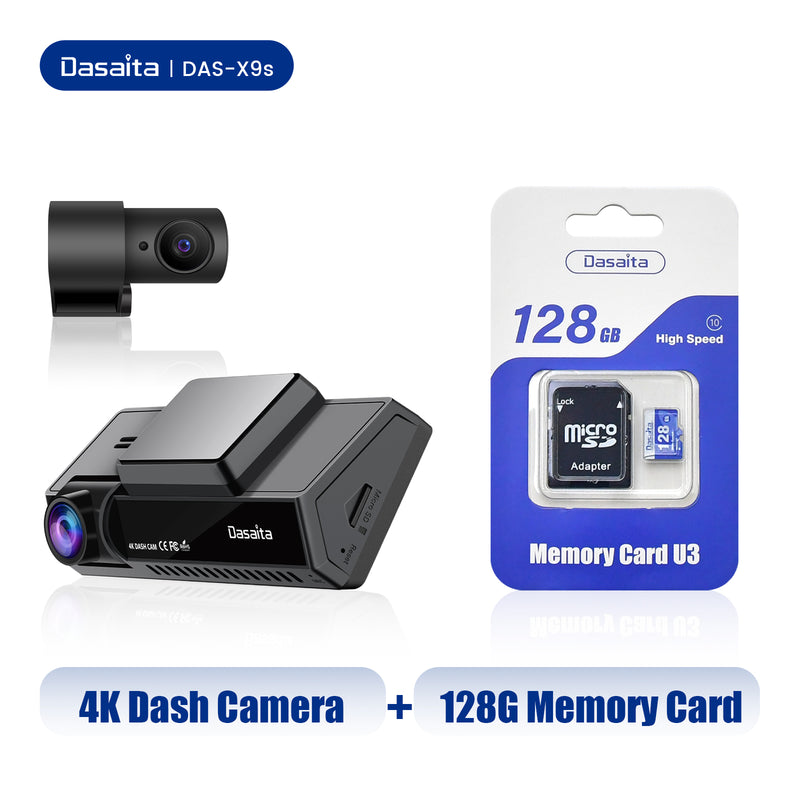Dasaita 4" LCD Dash Cam Front 2160P Rear 1080P IMX335 Chips 170° Wide Angle Built-in WiFi GPS Car Dashboard Dual Camera Recorder HDR Night Vision DAS-X9s