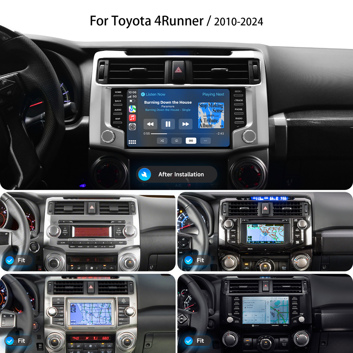 Dasaita radio fitment for Toyota 4Runner 2010-2024 factory stereo configurations