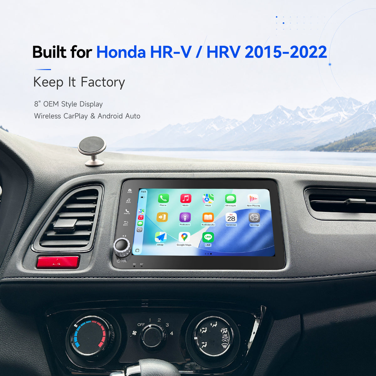 Dasaita touchscreen car stereo installed in Honda HR-V dashboard