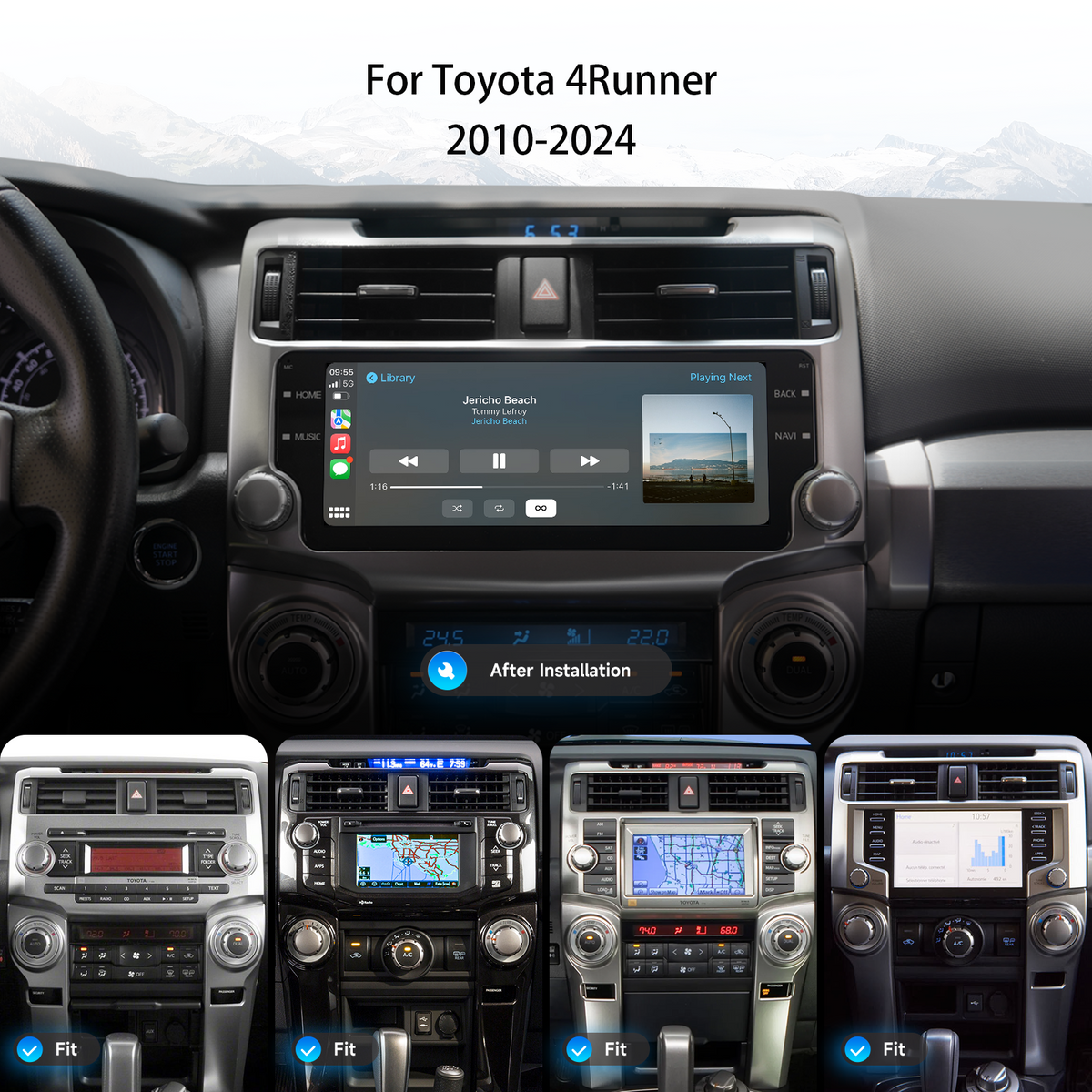 Toyota 4Runner 2010–2024 factory radio compatibility with silver Dasaita head unit