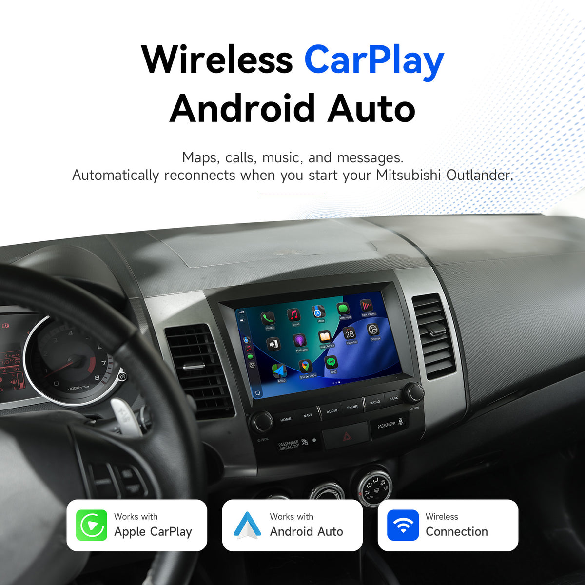 Wireless CarPlay and Android Auto on the Dasaita Outlander stereo