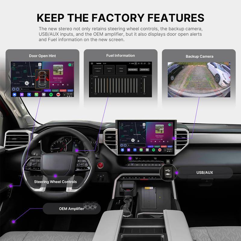 Dasaita Vivid13 Car Stereo for Toyota Tundra 2022-2024 Wireless Carplay & Android Auto Car Radio | Qualcomm 665 | 14" 2K QLED Screen | Wifi+4G LTE |8G+256G | DTS|GPS Navigation Head Unit | Optical Output