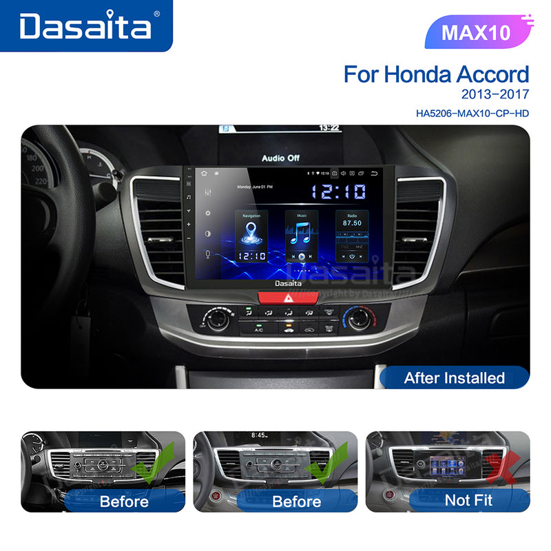 Dasaita MAX11 Honda Accord 2013 2014 2015 2016 2017 LHD Car Stereo 10.2 Inch Carplay Android Auto PX6 4G+64G Android11 1280*720 DSP AHD Radio