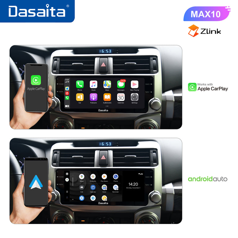Dasaita MAX11 Toyota 4Runner 2010 2011 2012 2013 2014 2015 2016 2017 2018 2019 Car Stereo 10.25 Inch Wireless Carplay Android Auto PX6 4G+64G Android11 Silver 1280*480 DSP AHD Radio