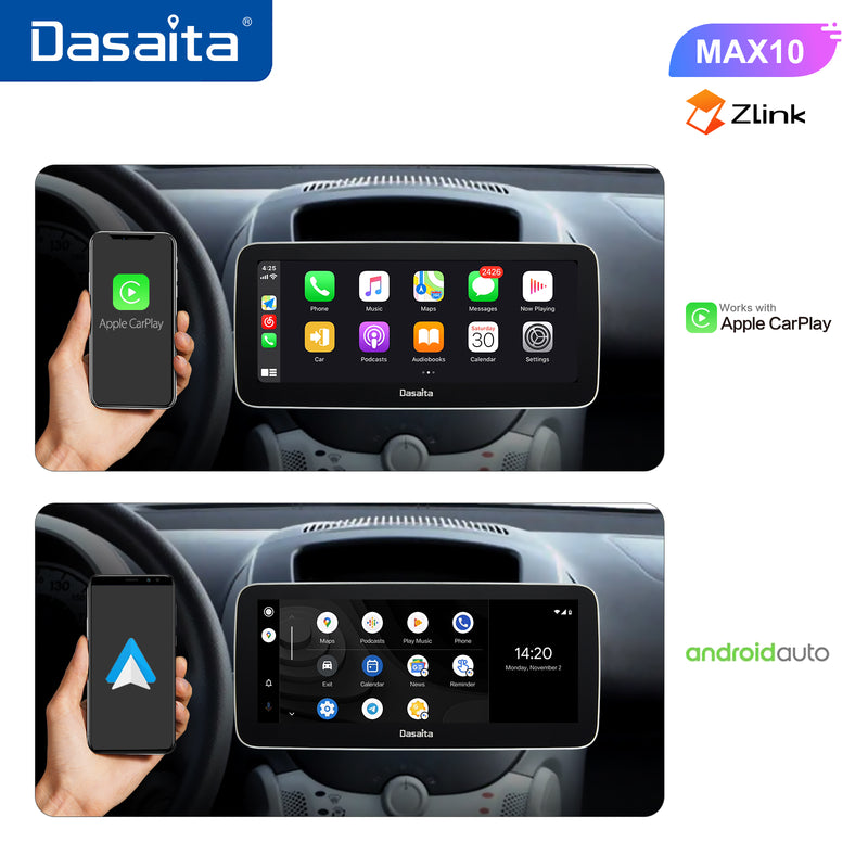 Dasaita MAX10 Universal Single Din Car Stereo 10.25 Inch Carplay Android Auto PX6 4G+64G Android10 1280*480 DSP AHD Radio