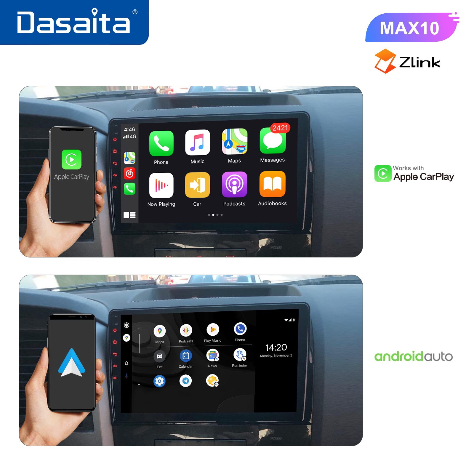Dasaita 10.2 Car Stereo for Toyota Tundra 2008 2009 2010 2011 2012 2013 Sequoia  Carplay Android Auto Radio GPS Bluetooth Navigation Touch Screen DSP  即納・全国送料無料 車、バイク、自転車