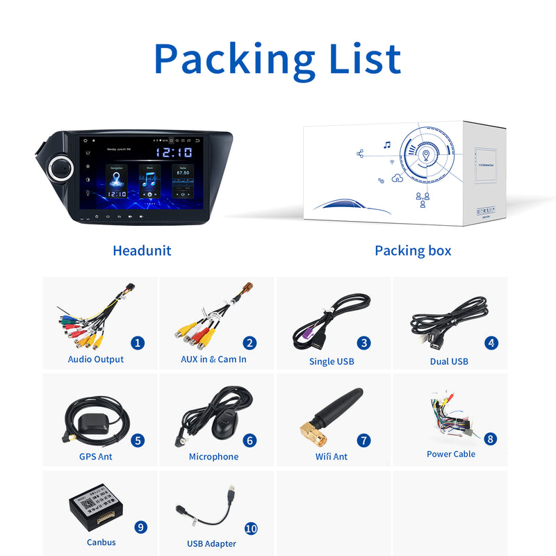 Dasaita MAX11 KIA K2 Rio 2012 2013 2014 2015 2016 Car Stereo 10.2 Inch Carplay Android Auto PX6 4G+64G Android11 1280*720 DSP AHD Radio