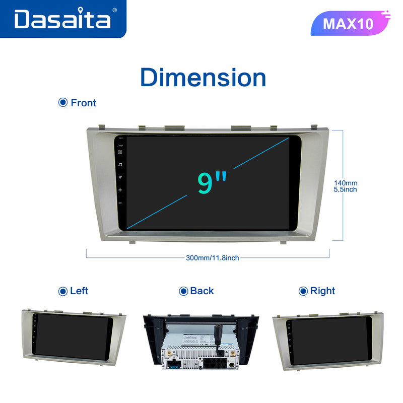 Dasaita MAX Toyota Camry 2007 2008 2009 2010 2011 Car Stereo 9 Inch Carplay Android Auto PX6 4G+64G Android 1280*720 DSP AHD Radio