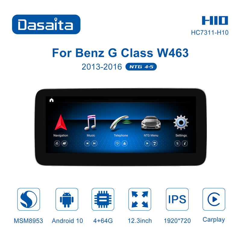 Dasaita 12.3 inch for Mercedes Benz A class W176 NTG4.5 2013 2014 2015 Car Stereo Android 10 1920*720 IPS 2.5D Screen 4G/64G DVD Player