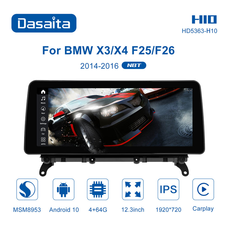 Dasaita 12.3 inch for BMW X3/X4 F25/26 2014 2015 2016 NBT Car Radio Amplifier 4G+64G Apple Carplay 1920*720 GPS Navigation Car Android Stereo