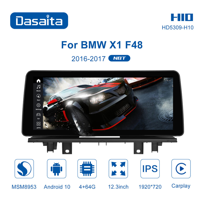 Dasaita 12.3'' for BMW X1 F48 2016 2017 NBT Car DVD Player GPS Ram 4G Rom 64G Built-in GPS Navigation BT 8 core Android Car Radio