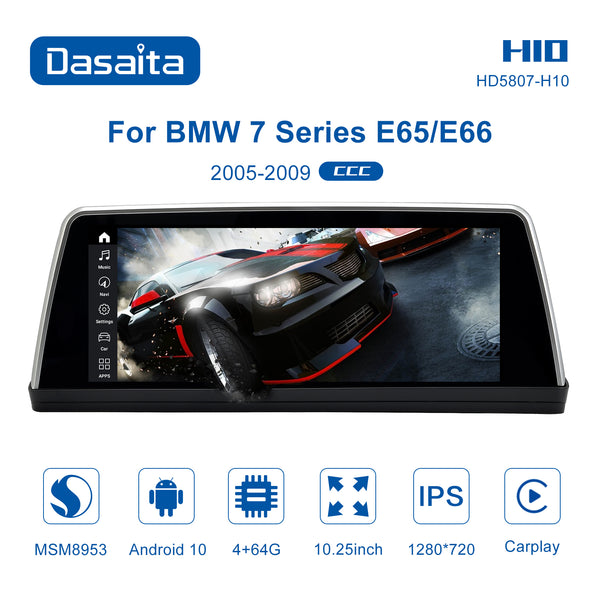 Dasaita 10.25'' for BMW 7 Series E65/E66 2005 2006 2007 2008 2009 Car Radio HD Touch Screen 4G+64G BT Android auto GPS Car Navigation