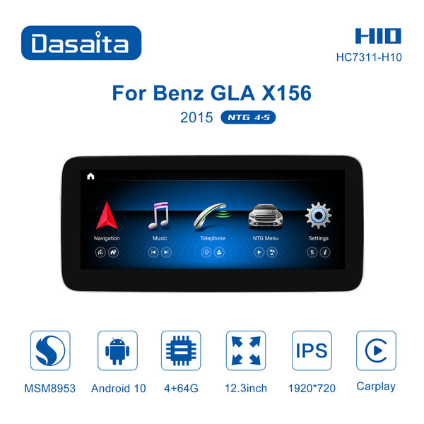 Dasaita 12.3" for Mercedes Benz GLA X156 NTG4.5 2015 Car Radio Android 10 Wireless Carplay BT 4G RAM 64G ROM GPS Navigation Stereo Auto