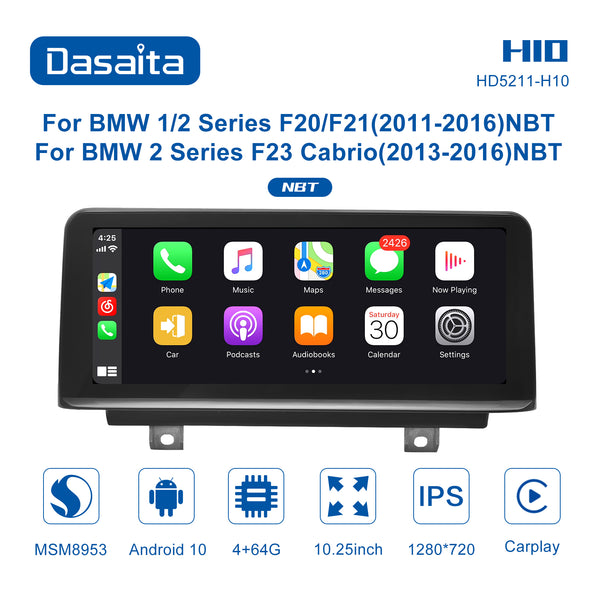 Dasaita 10.25 inch BMW 1/2 Series F20/F21 2011-2016 2 Series F23 2013-2016 Car Stereo 4+64G Original UI SWC Backup Camera Carplay Car DVD Player