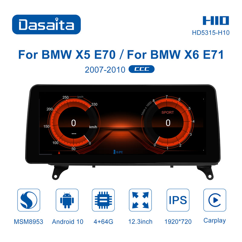 Dasaita 12.3 inch for BMW X5/X6 E70/71 2007 2008 2009 2010 CCC Car Stereo Ram 4g Rom 64g IPS Touch Screen GPS Navigation Car Android Radio