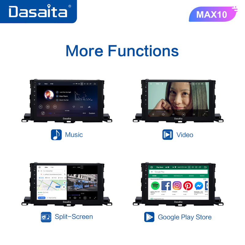 Dasaita MAX11 Toyota Highlander 2015 2016 2017 2018 Car Stereo 10.2 Inch Carplay Android Auto PX6 4G+64G Android10 1280*720 DSP AHD Radio