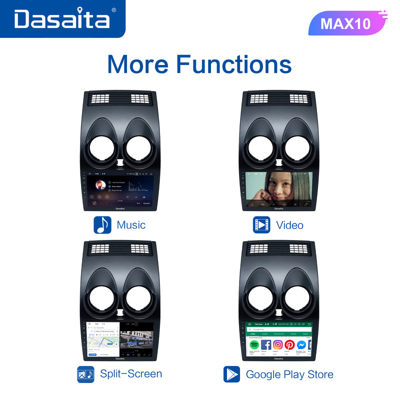 Dasaita MAX10 Nissan Qashqai 2008 2009 2010 2011 2012 2013 2014 Car Stereo 9 Inch Carplay Android Auto PX6 4G+64G Android10 1280*720 DSP AHD Radio