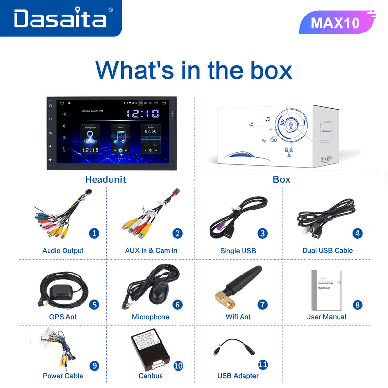 Dasaita MAX Toyota Corolla Sienna Tacoma Prius 2014-2022 Car Stereo 9 Inch Carplay Android Auto PX6 4G+64G Android10/Android11 1280*720 DSP AHD Radio
