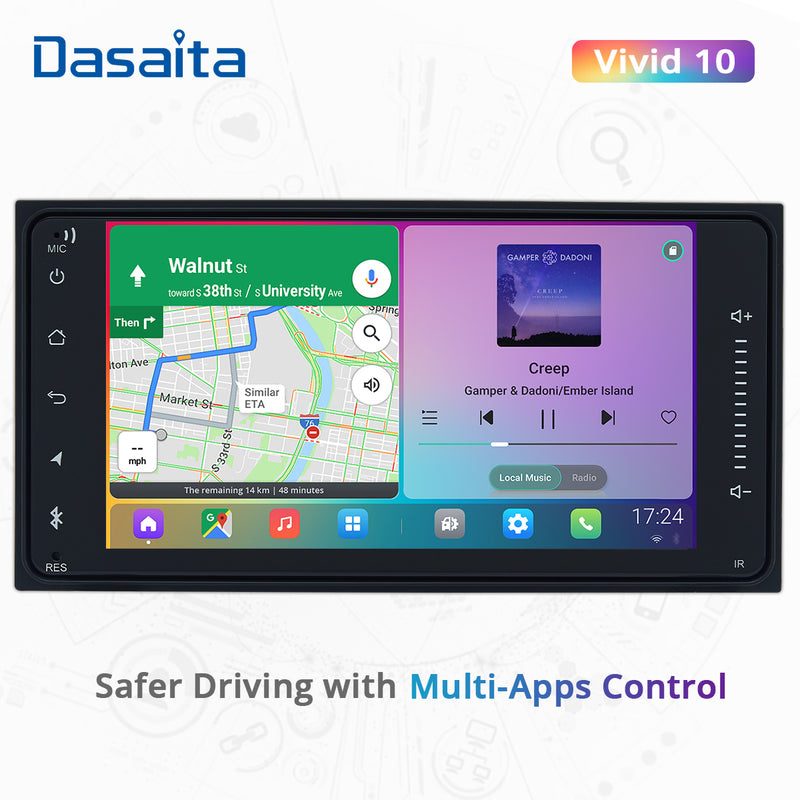Dasaita Vivid11 Toyota Universal 2000-2020 Car Stereo 7 Inch Carplay Android Auto PX6 4G+64G Android11 1024*600 DSP AHD Radio