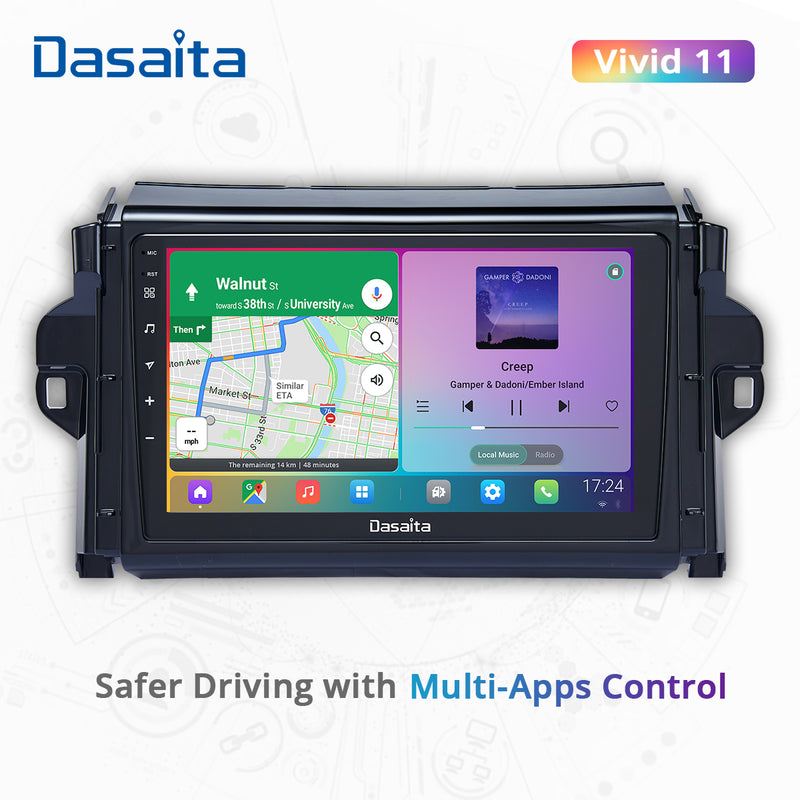 Dasaita Vivid11 Toyota Fortuner 2021 Car Stereo 9 Inch Carplay Android Auto PX6 4G+64G Android11 1280*720 DSP AHD Radio