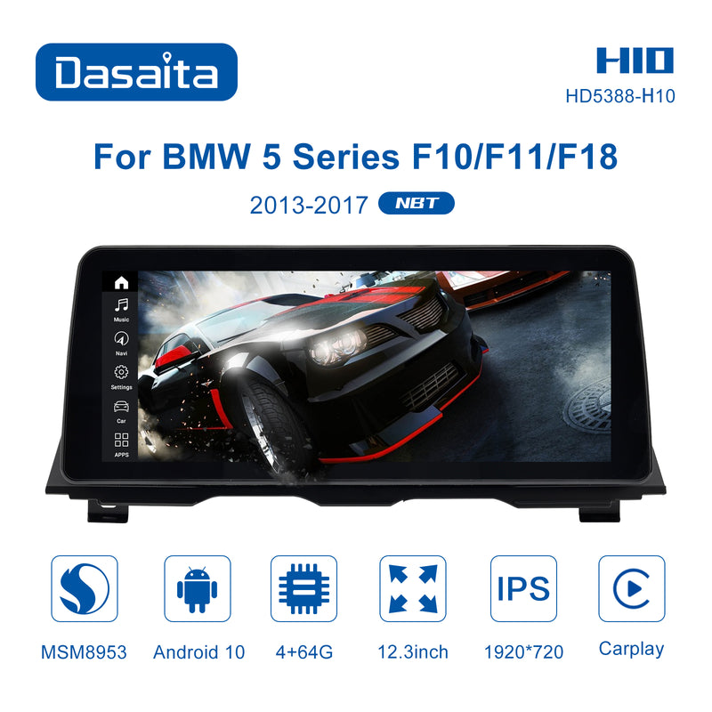 Dasaita 12.3'' for BMW 5 Series F10/F11/F18 2013 2014 2015 2016 2017 NBT Car Radio 4G/64G Amplifier HD Output Revarse Camera MSM8953 Car DVD Player