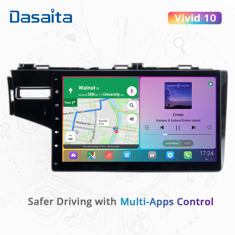 Dasaita Vivid11 Honda Fit Jazz 3 2014 2015 2016 2017 2018 2019 2020 Car Stereo 9 Inch Carplay Android Auto PX6 4G+64G Android11 1280*720 DSP AHD Radio