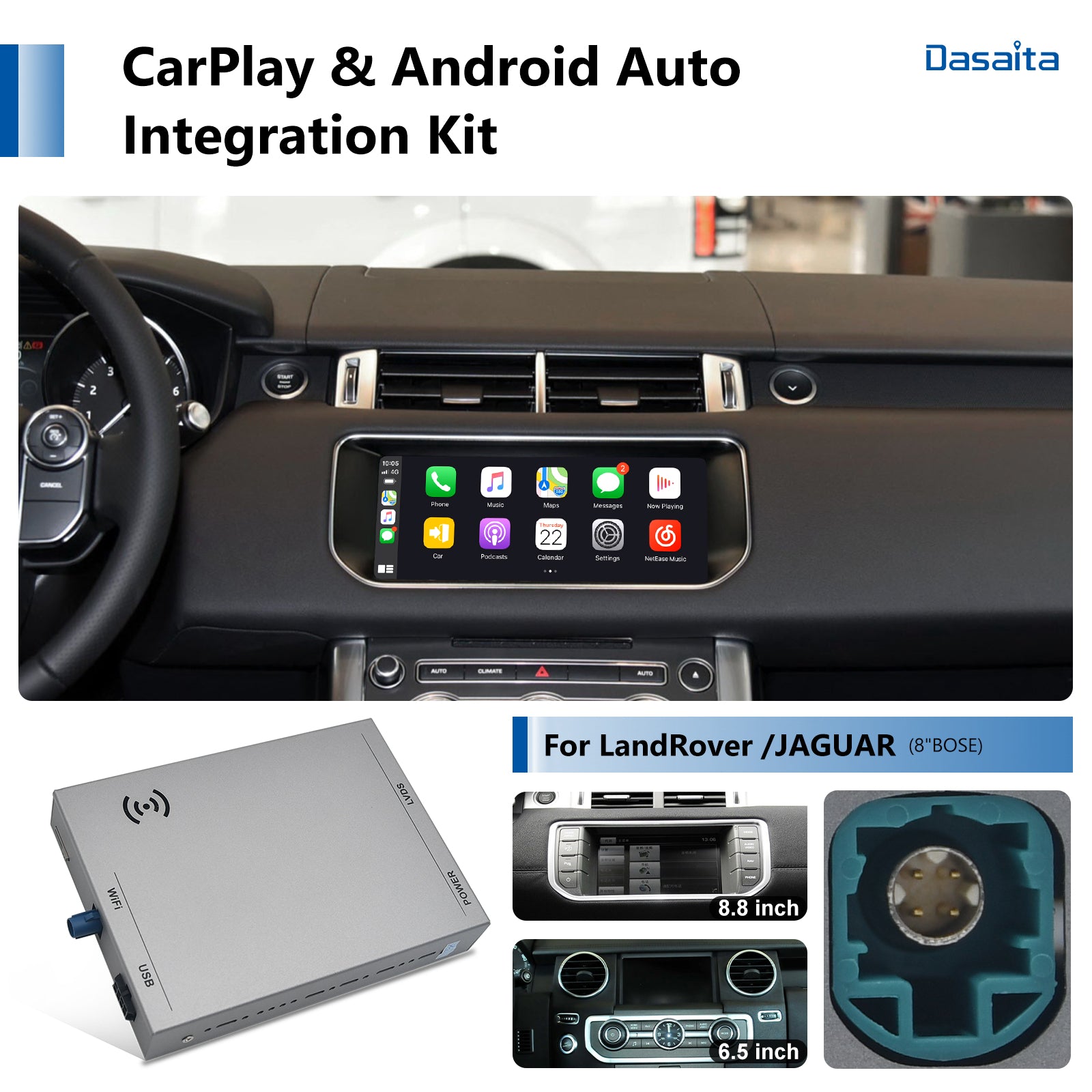 Dasaita JAGUAR CarPlay & Android Auto Integration Kit Retrofit Interface( Wired & Wireless )