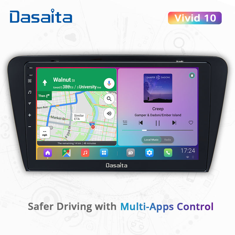 Dasaita Vivid11 Skoda Octavia 3 A7 2014 2015 2016 2017 Car Stereo 10.2 Inch Carplay Android Auto PX6 4G+64G Android11 1280*720 DSP AHD Radio