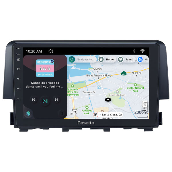 Dasaita Scout10 Honda Civic 2015 2016 2017 2018 2019 2020 2021 2022 Car Stereo 9 Inch Carplay Android Auto PX6 4G+64G Android10 1280*720 DSP AHD Radio