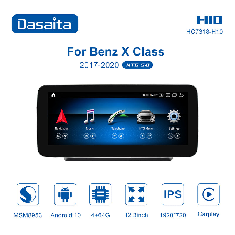 Dasaita 12.3 inch for Mercedes Benz C Class W205 NTG5.0 2015 2016 2017 2018 Car Radio IPS Screen Rear View Camera 4G/64g Android Auto Stereo