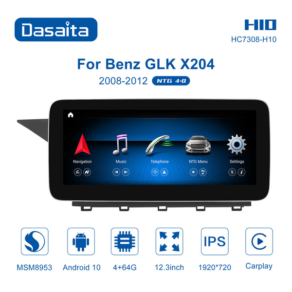 Dasaita 12.3" for Mercedes Benz GLK X204 NTG4.0 2008 2009 2010 2011 2012 Car Video Android 10 4G+64G WIFI GPS IPS 2.5D Touch Screen Carplay Radio