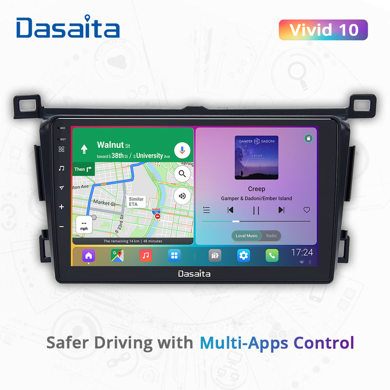 Dasaita Vivid10 Toyota RAV4 2012 2013 2014 2015 2016 2017 LHD Car Stereo 9 Inch Carplay Android Auto PX6 4G+64G Android10 1280*720 DSP AHD Radio