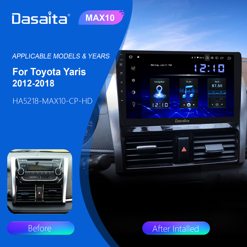 Dasaita 10.2" Car 1 din GPS Stereo Radio Android 11.0 for Toyota Yaris 2012 2013 2014 2015 2016 IPS Touch Screen