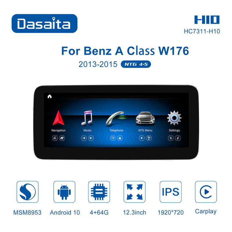 Dasaita 12.3" for Mercedes Benz GLA X156 NTG4.5 2015 Car Radio Android 10 Wireless Carplay BT 4G RAM 64G ROM GPS Navigation Stereo Auto