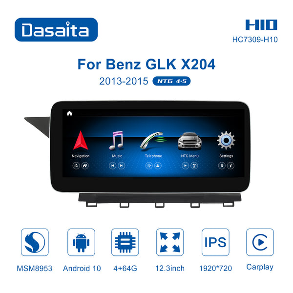 Dasaita 12.3" for Benz GLK X204 NTG4.5 2013 2014 2015 Radio Car 1920*720 IPS 2.5D Screen GPS Navigation Android10 Car Dvd Player