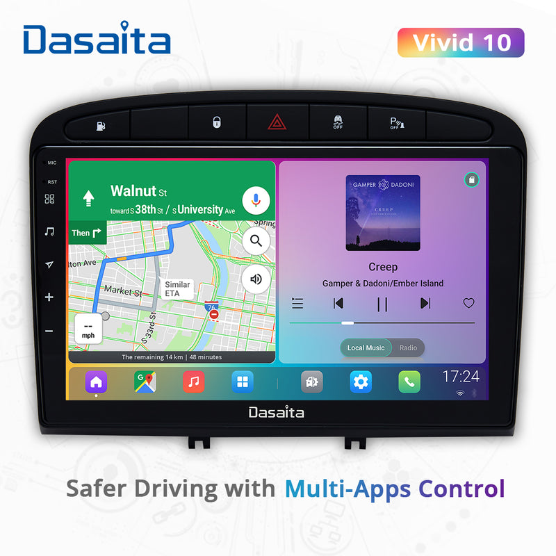 Dasaita Vivid11 Peugeot 408 308 308SW 2012 2013 2014 2015 2016 2017 2018 2019 2020 Car Stereo 9 Inch Carplay Android Auto PX6 4G+64G Android11 1280*720 DSP AHD Radio