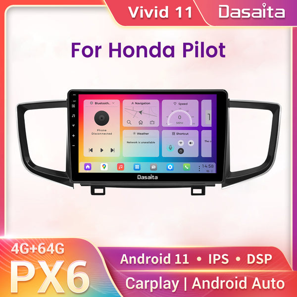 Dasaita Vivid11 Honda Pilot 2016 2017 2018 Car Stereo Carplay Android Auto PX6 4G+64G Android10 1280*720 DSP AHD Radio