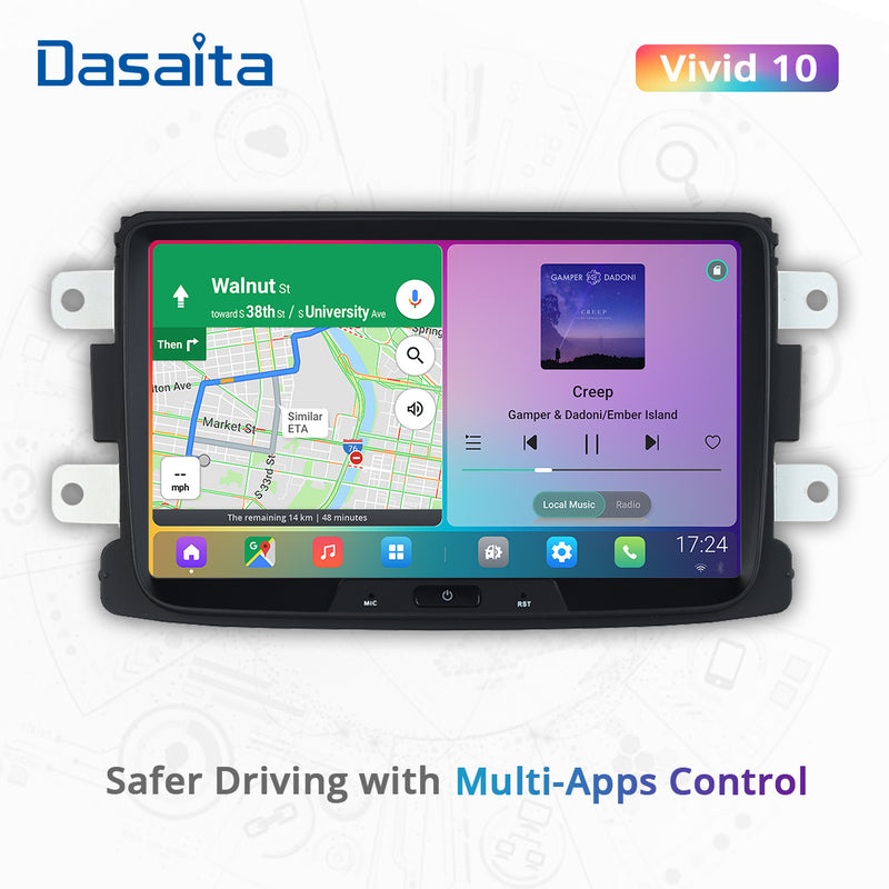 Dasaita Vivid11 Renault Universal Dacia Sandero Duster 1 Din Car Stereo 8 Inch Carplay Android Auto PX6 4G+64G Android11 1024*600 DSP AHD Radio
