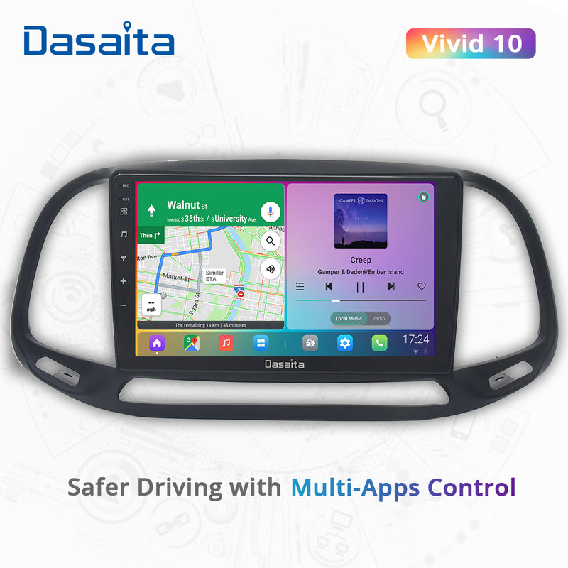 Dasaita Vivid11 Fiat Doblo 2015 2016 2017 2018 2019 2020 2021 Car Stereo 9 Inch Carplay Android Auto PX6 4G+64G Android11 1280*720 DSP AHD Radio