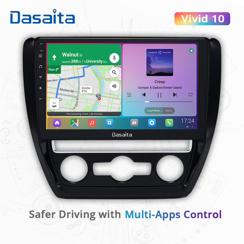 Dasaita Vivid11 VW Jetta 2016 2017 2018 Car Stereo 10.2 Inch Carplay Android Auto PX6 4G+64G Android11 1280*720 DSP AHD Radio