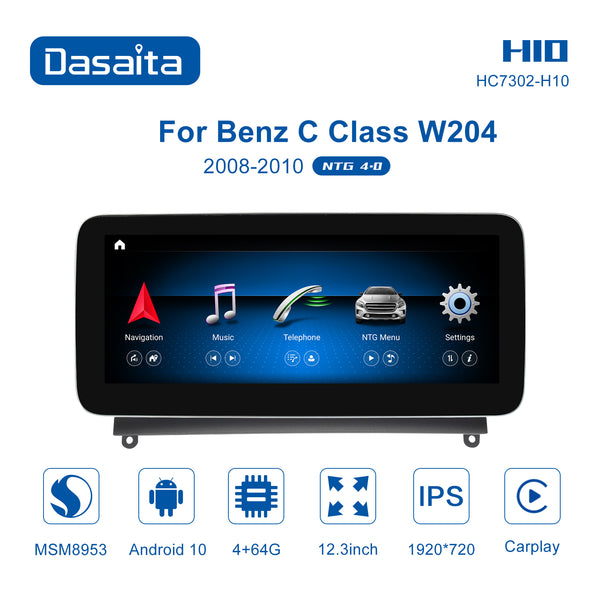 Dasaita 12.3" for Mercedes Benz C Class W204 NTG4.0 2008 2009 2010 Radio for Car Android10 Original UI GPS Navigation Car Stereo