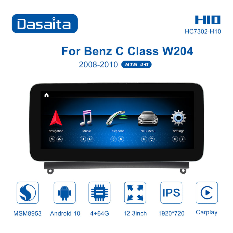 Dasaita 12.3" for Mercedes Benz C Class W204 NTG4.0 2008 2009 2010 Radio for Car Android10 Original UI GPS Navigation Car Stereo