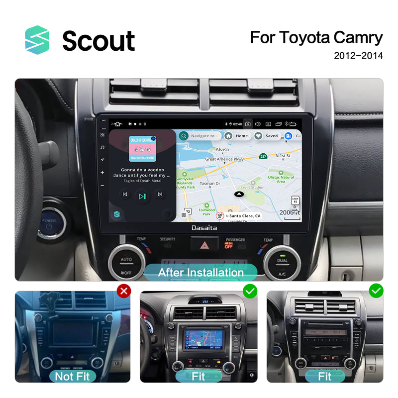 Dasaita Scout10 Toyota Camry 2012 2013 2014 Car Stereo 10.2 Inch Carplay Android Auto PX6 4G+64G Android10 1280*720 DSP AHD Radio