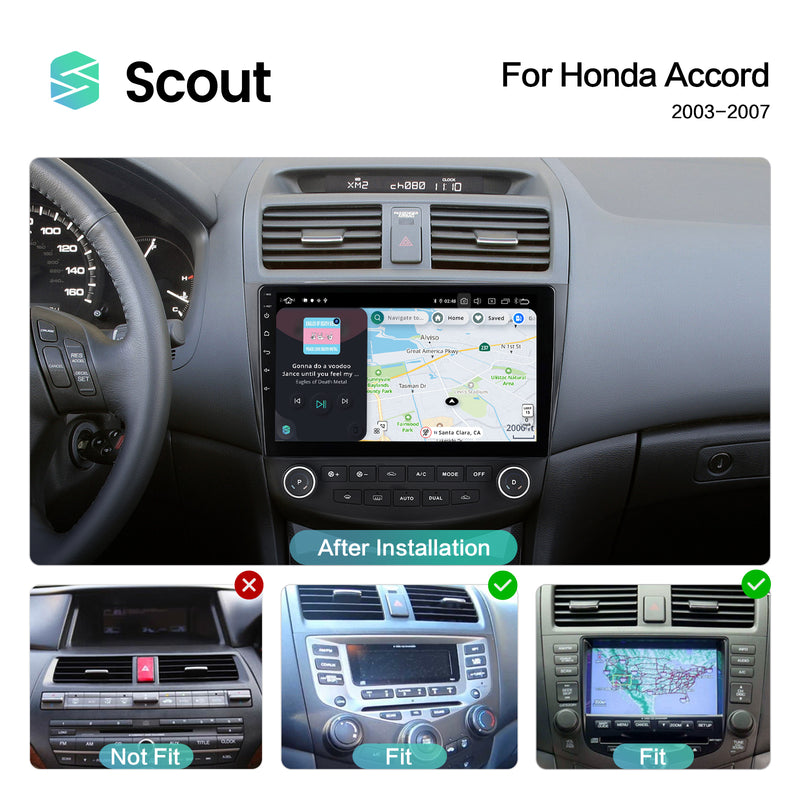 Dasaita Scout10 Honda Accord 2003 2004 2005 2006 2007 Car Stereo Android 10 IPS 2.5D Touch Screen GPS Navigation WIFI USB Carplay Car Radio