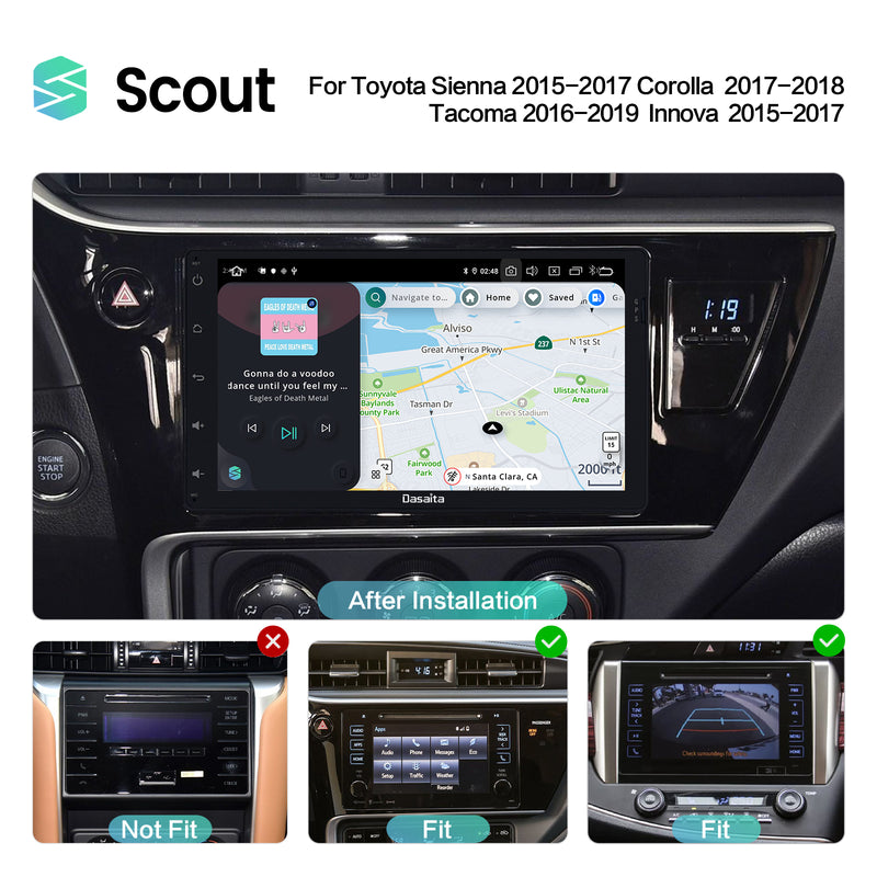 Dasaita Scout10 Toyota Corolla Sienna Tacoma Prius 2014 2015 2016 2017 2018 2019 2020 Car Stereo 9 Inch Carplay Android Auto PX6 4G+64G Android10 1280*720 DSP AHD Radio